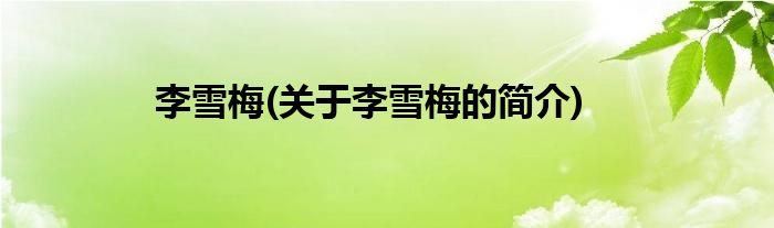 李雪梅(关于李雪梅的简介)