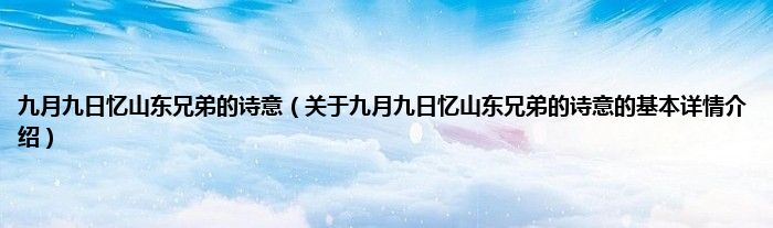 九月九日忆山东兄弟的诗意（关于九月九日忆山东兄弟的诗意的基本详情介绍）