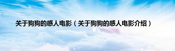 关于狗狗的感人电影（关于狗狗的感人电影介绍）