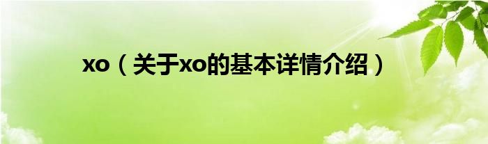 xo（关于xo的基本详情介绍）