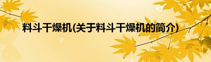料斗干燥机(关于料斗干燥机的简介)