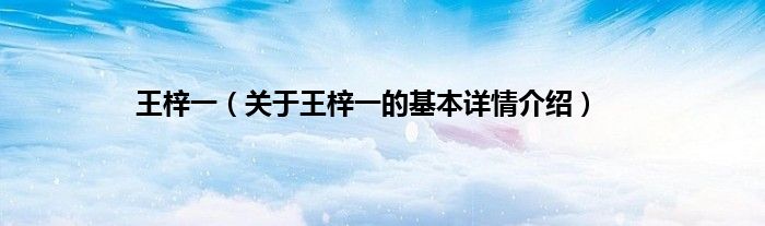 王梓一（关于王梓一的基本详情介绍）