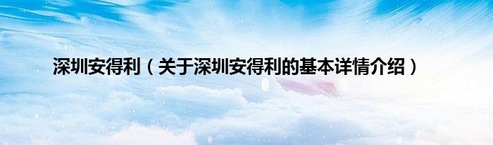 深圳安得利（关于深圳安得利的基本详情介绍）