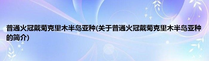 普通火冠戴菊克里木半岛亚种(关于普通火冠戴菊克里木半岛亚种的简介)