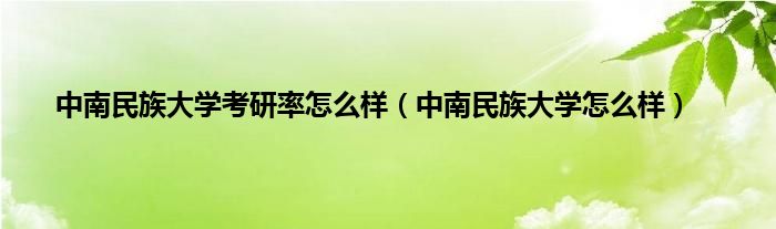 中南民族大学考研率怎么样（中南民族大学怎么样）