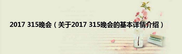 2017 315晚会（关于2017 315晚会的基本详情介绍）