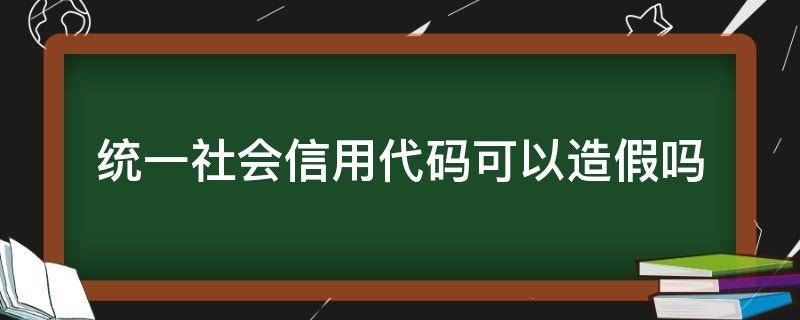 统一社会信用代码可以造假吗