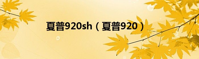 夏普920sh（夏普920）