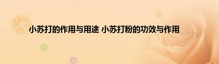 小苏打的作用与用途 小苏打粉的功效与作用