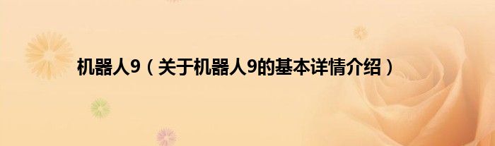 机器人9（关于机器人9的基本详情介绍）