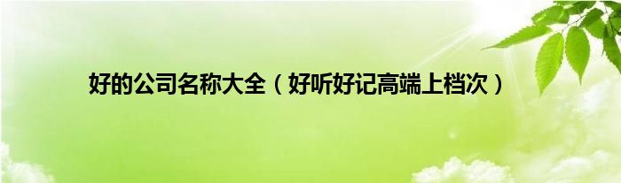 好的公司名称大全（好听好记高端上档次）