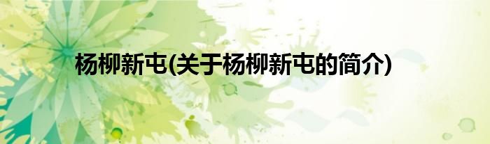 杨柳新屯(关于杨柳新屯的简介)