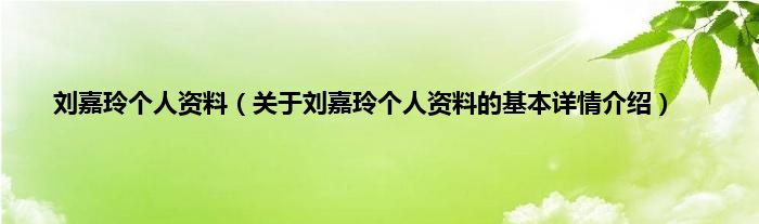 刘嘉玲个人资料（关于刘嘉玲个人资料的基本详情介绍）
