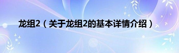 龙组2（关于龙组2的基本详情介绍）