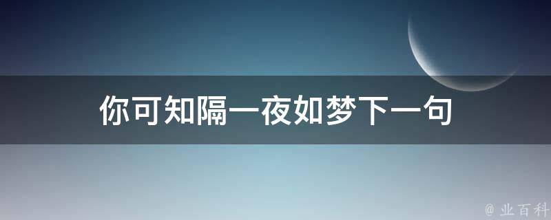 你可知隔一夜如梦下一句