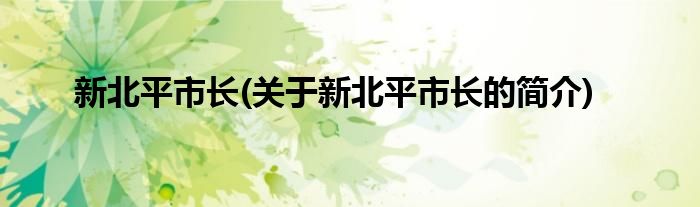新北平市长(关于新北平市长的简介)