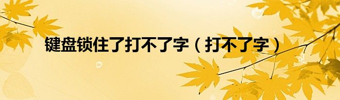 键盘锁住了打不了字（打不了字）