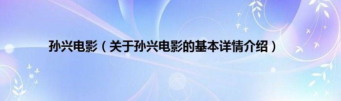孙兴电影（关于孙兴电影的基本详情介绍）