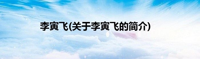 李寅飞(关于李寅飞的简介)