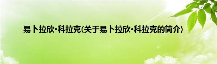 易卜拉欣·科拉克(关于易卜拉欣·科拉克的简介)