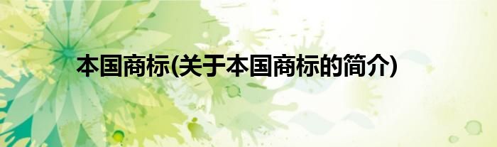 本国商标(关于本国商标的简介)