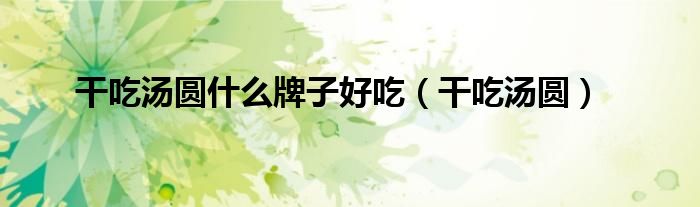 干吃汤圆什么牌子好吃（干吃汤圆）