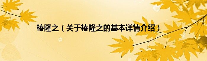 椿隆之（关于椿隆之的基本详情介绍）