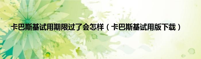 卡巴斯基试用期限过了会怎样（卡巴斯基试用版下载）