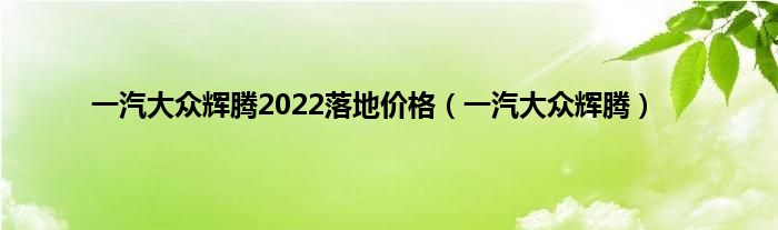 一汽大众辉腾2022落地价格（一汽大众辉腾）