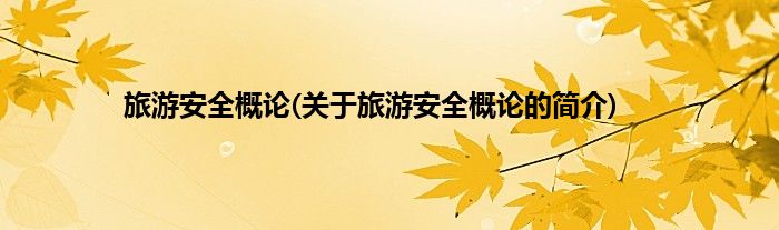 旅游安全概论(关于旅游安全概论的简介)