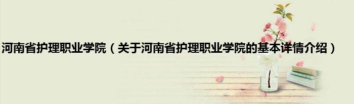 河南省护理职业学院（关于河南省护理职业学院的基本详情介绍）