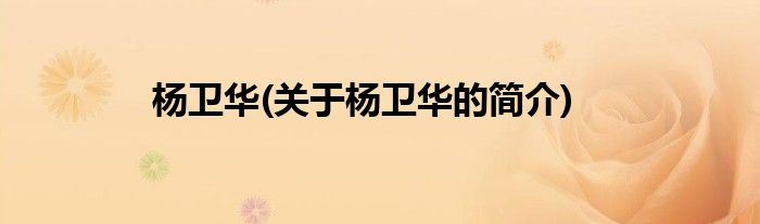杨卫华(关于杨卫华的简介)
