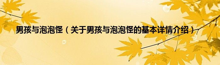 男孩与泡泡怪（关于男孩与泡泡怪的基本详情介绍）