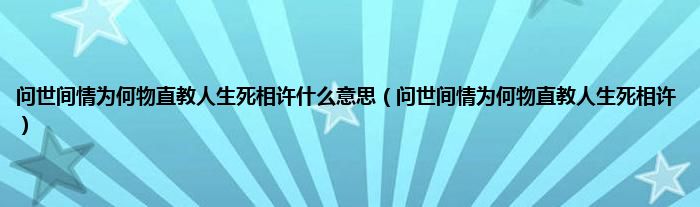 问世间情为何物直教人生死相许什么意思（问世间情为何物直教人生死相许）