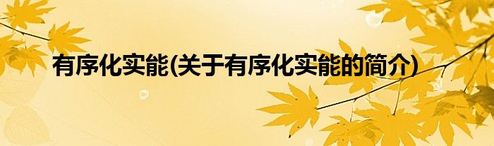 有序化实能(关于有序化实能的简介)