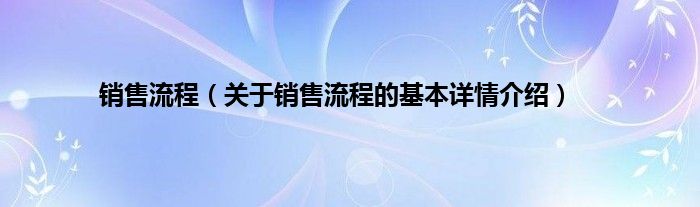 销售流程（关于销售流程的基本详情介绍）