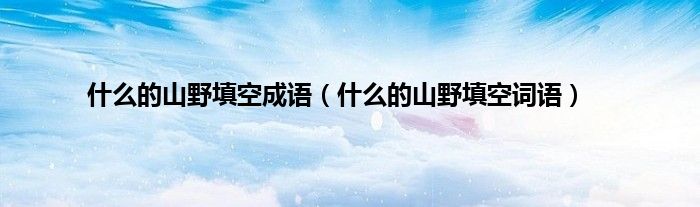 什么的山野填空成语（什么的山野填空词语）