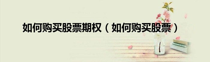 如何购买股票期权（如何购买股票）