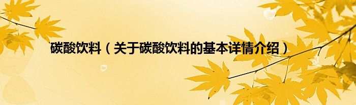 碳酸饮料（关于碳酸饮料的基本详情介绍）