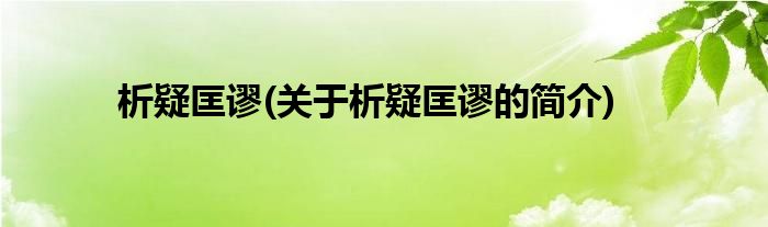 析疑匡谬(关于析疑匡谬的简介)