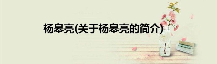 杨皋亮(关于杨皋亮的简介)