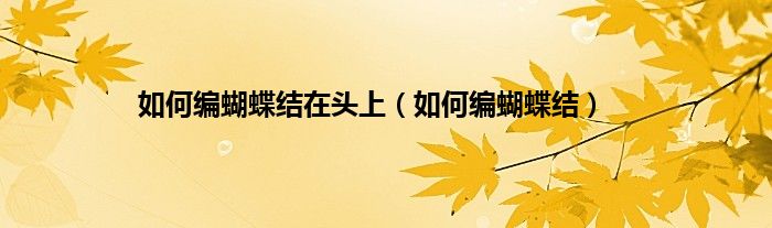 如何编蝴蝶结在头上（如何编蝴蝶结）