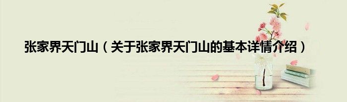张家界天门山（关于张家界天门山的基本详情介绍）