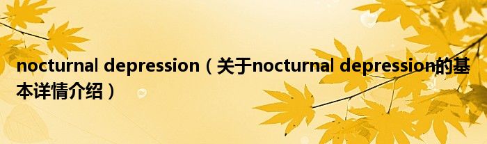 nocturnal depression（关于nocturnal depression的基本详情介绍）