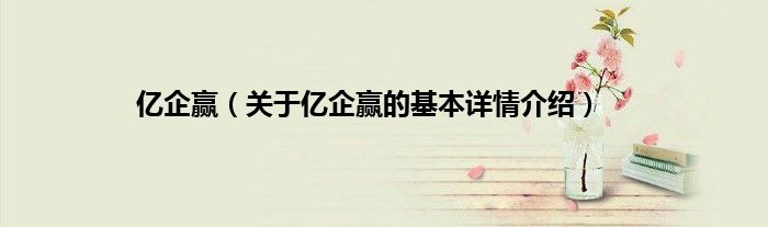 亿企赢（关于亿企赢的基本详情介绍）