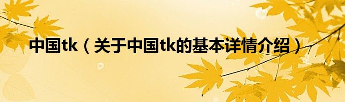 中国tk（关于中国tk的基本详情介绍）