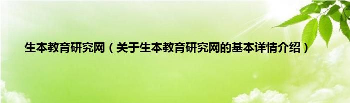 生本教育研究网（关于生本教育研究网的基本详情介绍）