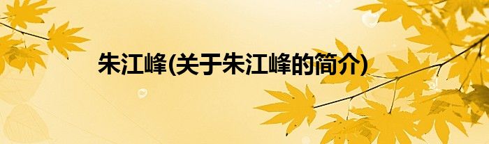 朱江峰(关于朱江峰的简介)