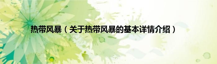 热带风暴（关于热带风暴的基本详情介绍）