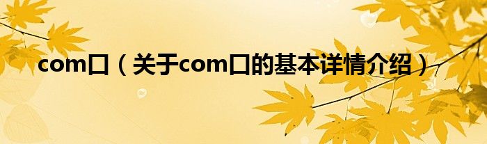 com口（关于com口的基本详情介绍）